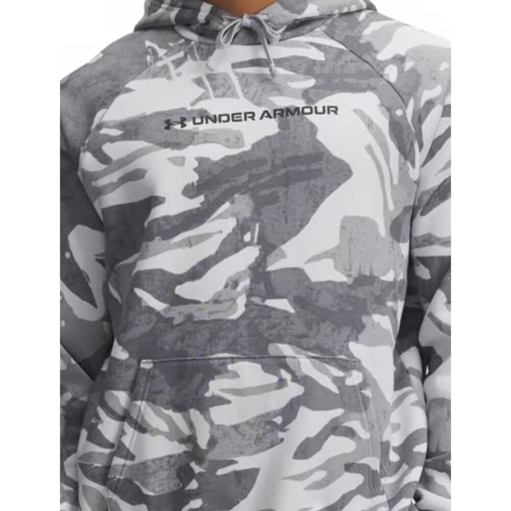 Under Armour UA Rival Fleece Hoodie • White/Gray Camo • Men’s Medium